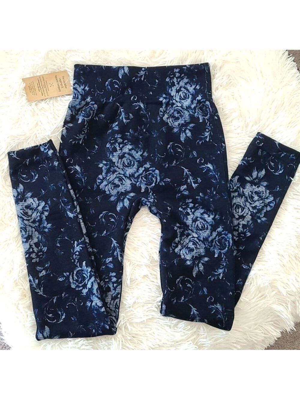ADULT Floral Print Thermal Fleece Lined Yoga Waistband Legging NWT